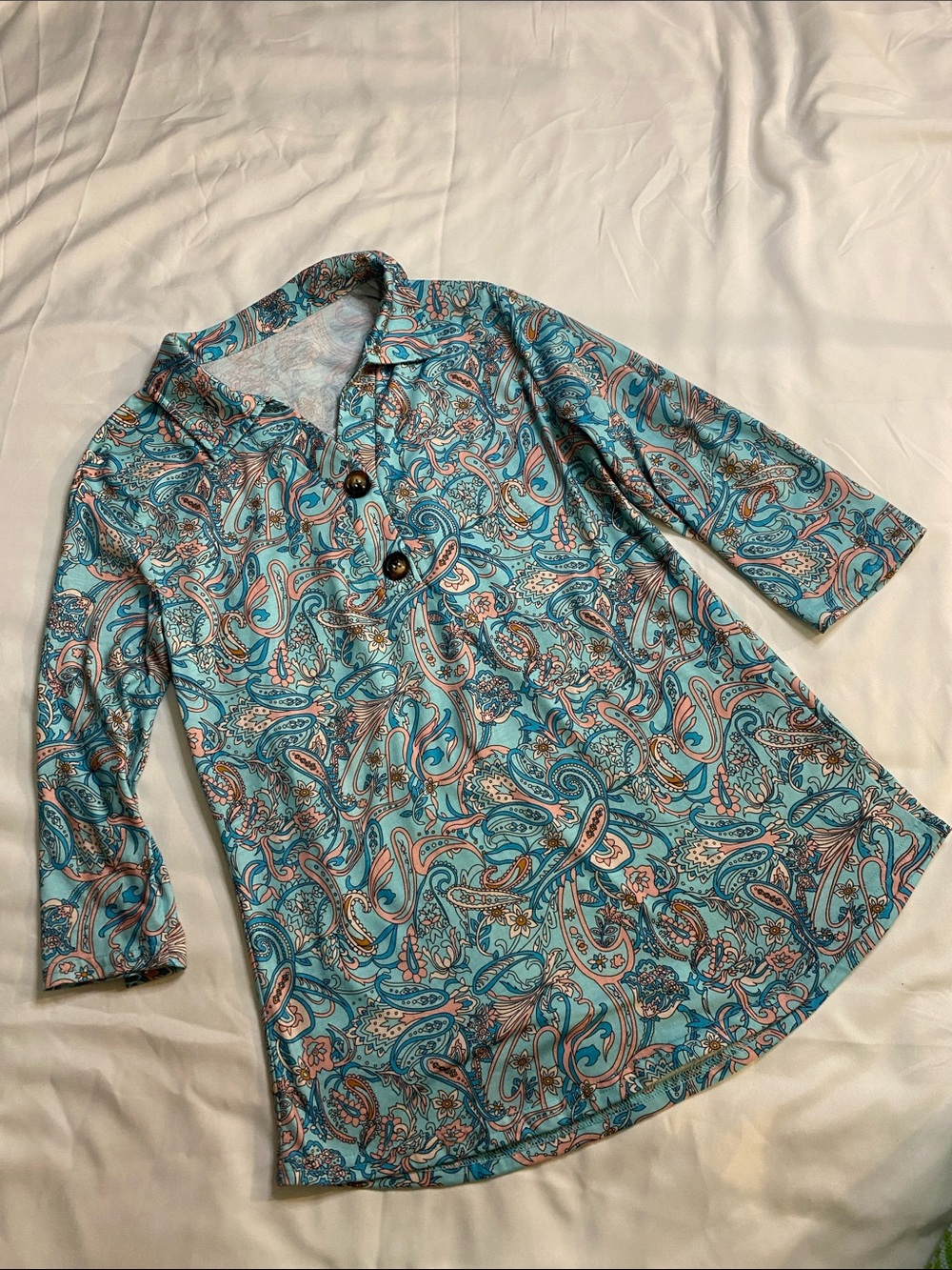 Women's Paisley Long Sleeve Tee - Turquoise